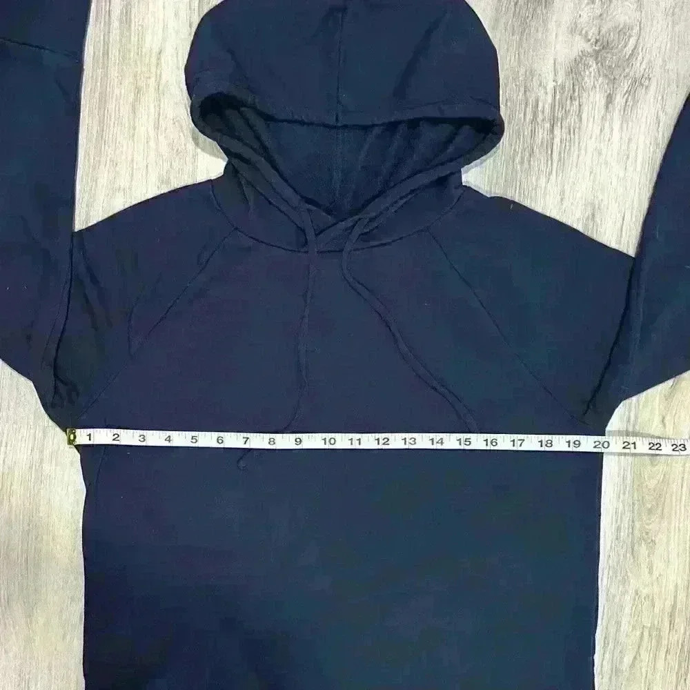 Eddie Bauer Ultrasoft 4 Way Stretch Pullover Hoodie Sweatshirt Navy Blue Size S - Picture 3 of 8